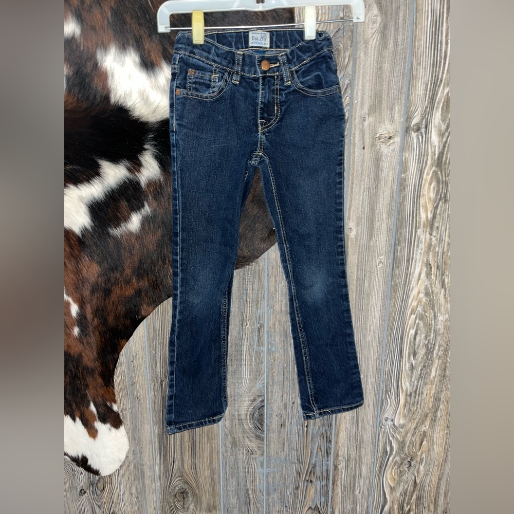 The children’s place girls size 6X/7 dark wash stretchy skinny jeans adjustable